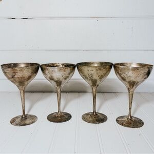 Vintage Silver Plated Goblets | Leonard | Set of 4 | Ralph Lauren Aesthetic